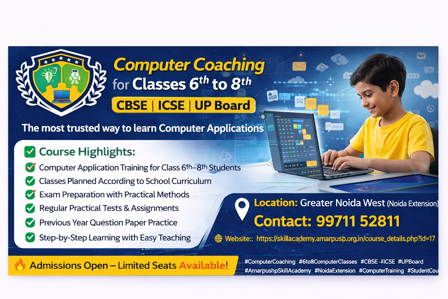 🖥️ Computer Coaching for Classes 6th to 8th – Amarpushp Skill Academy 